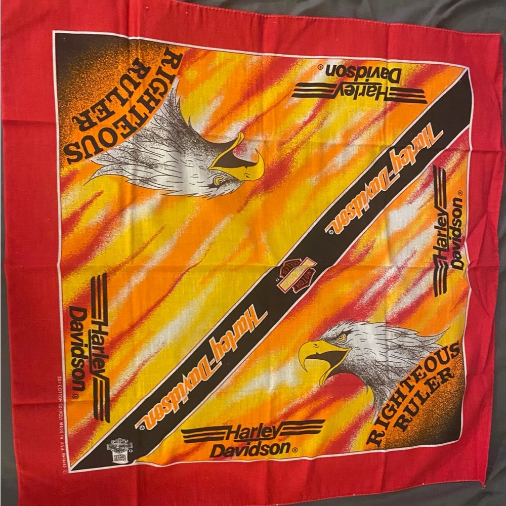 Harley-Davidson Red and Orange Eagle Bandana